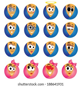 Set of baby smileys - boy and girls