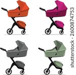 Set of baby stroller different colors