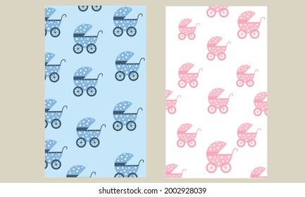 Set. Baby stroller patterns. Pattern for a child. 