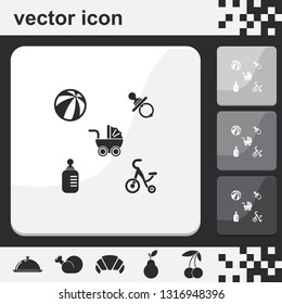 Set of Baby Stuff flat set of buttons vector icons.