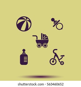 Set of Baby Stuff Icons.