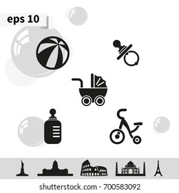Set of Baby Stuff Icons.