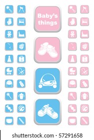 Set of baby things icons