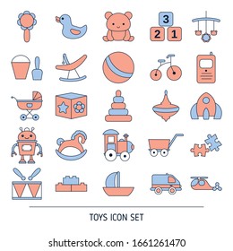 Set of baby toy icons. Vector illustration.