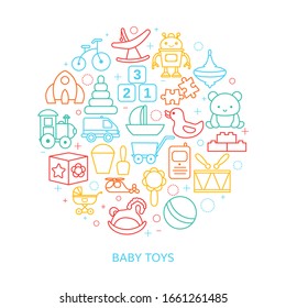 Set of baby toy line icons. Vector illustration.