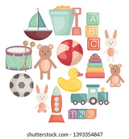 set of baby toys entertainemt icons