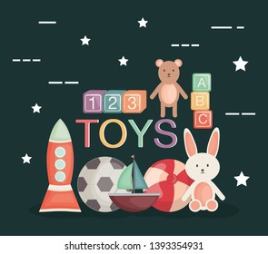 set of baby toys entertainemt icons