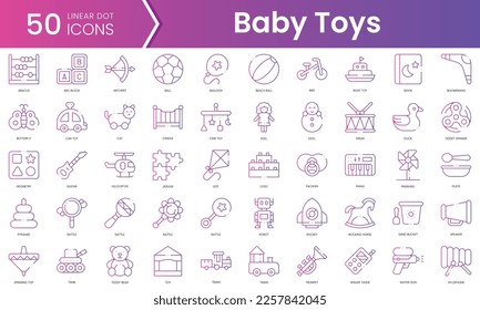 Set of baby toys icons. Gradient style icon bundle. Vector Illustration