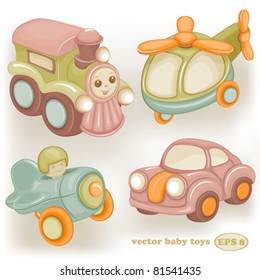 Set of baby vector retro toys