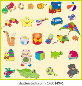 Set of baby's toys. Vector Eps10.