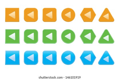 set of back arrow icons of different shape