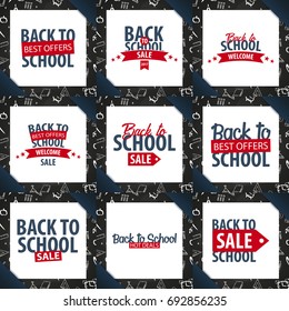 Set of Back to School backgrounds. Education banner. Vector illustration