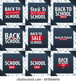 Set of Back to School backgrounds. Education banner. Vector illustration