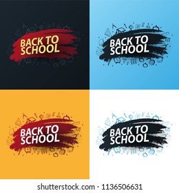 Set of Back to School backgrounds with hand-draw doodles. Education banner. Vector illustration