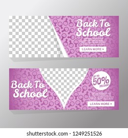 Set back to school Banners With Silhouette Falling chemistry water bottle. Elegant Cute Design Ideal Balanced Colors. Layout with transparent space image, Copy Space, purple background