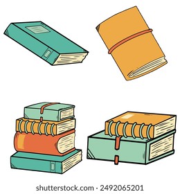 conjunto de libros de vuelta a la escuela pintado a mano