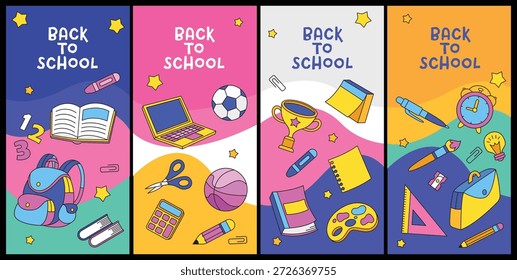 Set of back to school card template vector background