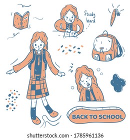 set of back to school cartoon character sticker