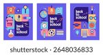 Set of Back to school colorful banner with school object, supplies and stationery. Vector illustration.