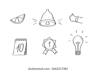 Conjunto de ícones de conceito de Voltar à Escola. Ilustração vetorial do desenho animado isolado no branco.