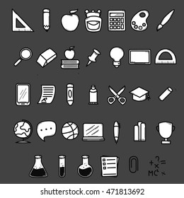 Set of back to school doodle icon. Back to school element design