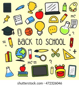 Set of back to school doodle icons