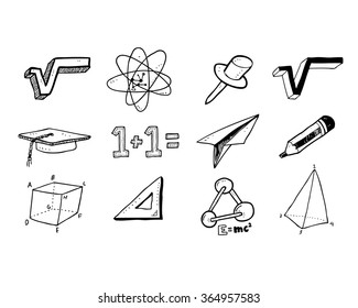 set of back to school doodle in various pose isolated on white background