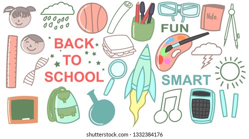Set of back to school doodles