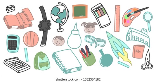 Set of back to school doodles