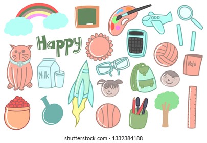 Set of back to school doodles