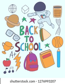 Set of back to school doodles, print, simple 