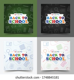 Set of back to school doodles, vector illustration