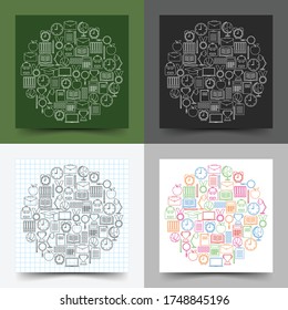 Set of back to school doodles, vector illustration