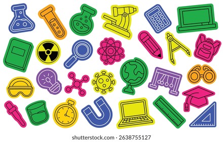 Set of back to school icon element sticker vector illustration
