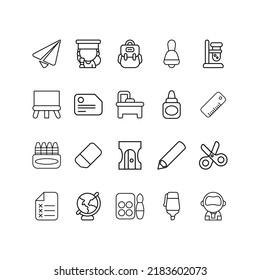Set of back to school icon flat design silhouette design 
