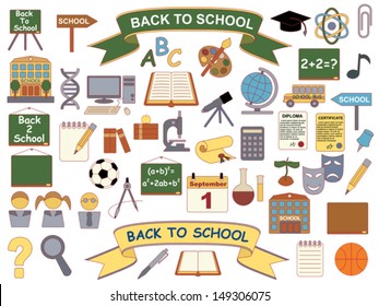 set of back to school icons