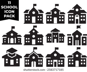 Set back to school icons, Building of School signs – stock vector