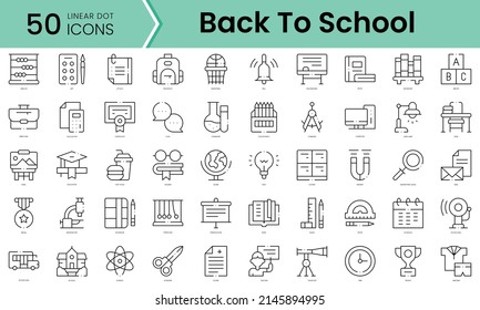 Set of back to school icons. Line art style icons bundle. vector illustration