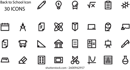 Set of Back to School icons. Line art style icons bundle. vector illustration