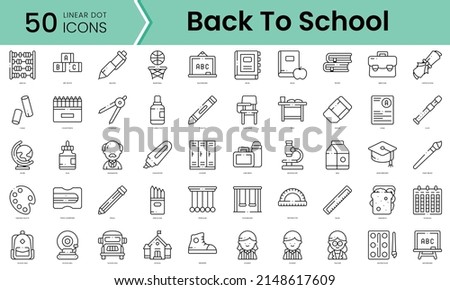 Set of back to school icons. Line art style icons bundle. vector illustration