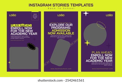 Set of Back to school Instagram Stories editable template for social media. Flat design back school stories collection.