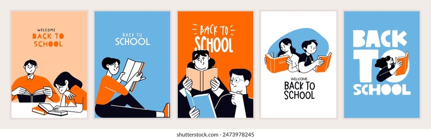 Set of back to school posters and banners. Vector illustration concepts for graphic and web design, business presentation, marketing and print material. 