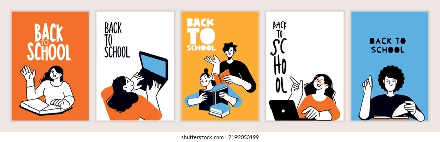 Set back to school posters  Vector illustration concepts for graphic   web design  business presentation  marketing   print material  International education day  world book day  teachers day 