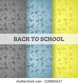 set back to school seamless pattern with study lamp at night in silhouette style. flat vector on colorful background. Template for texture textile fabric design, wrapping paper, web page wallpaper