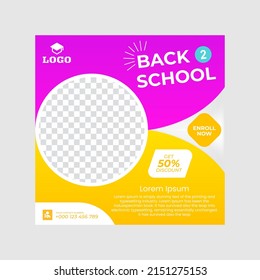 Set of Back to School social media posts. For Instagram posts Facebook posts, internet ads, web ads, Square social media posts. 