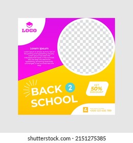 Set of Back to School social media posts. For Instagram posts Facebook posts, internet ads, web ads, Square social media posts. 