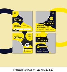 Set of Back to school social media banner premium template 