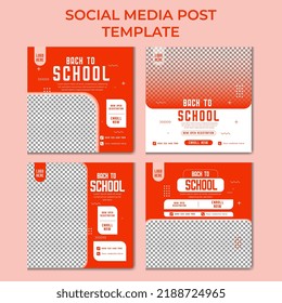 Set of Back to School social media post template pack	