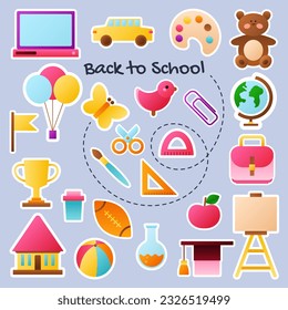 Set of Back to school stickers. isolated badges.