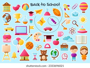 Volver a la escuela pegatinas. insignias aisladas.